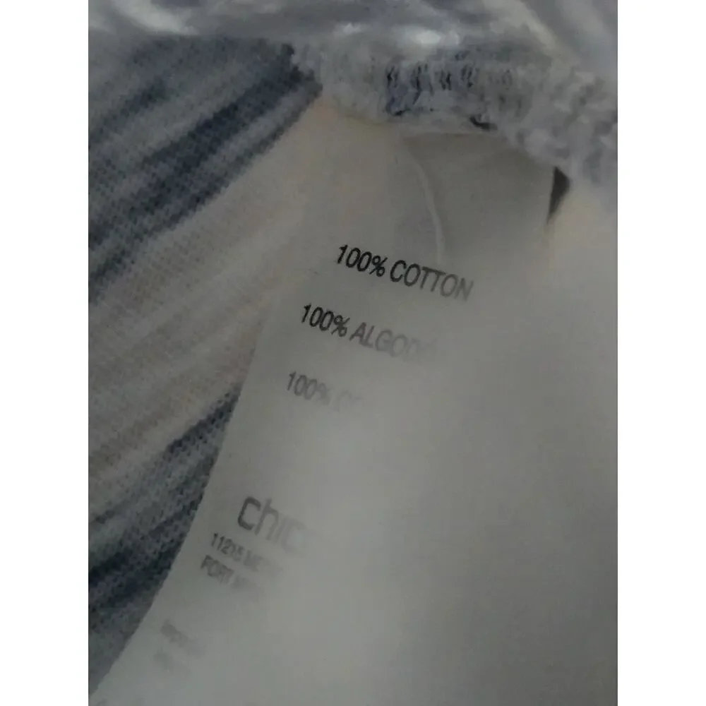Zenergy By Chicos Striped Floral Print T Blue White 3Q Sleeve New With Tags MP - Picture 5 of 6